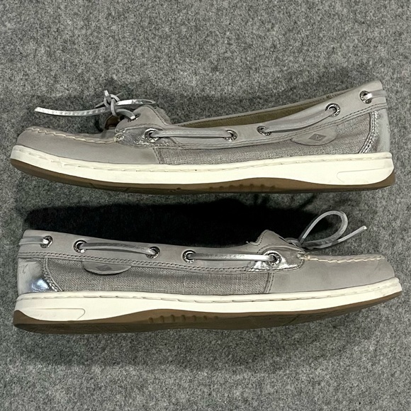 Sperry Angelfish Boat Shoes Preppy Casual Cute Everyday Gray & Silver Womens 9 - Picture 7 of 10